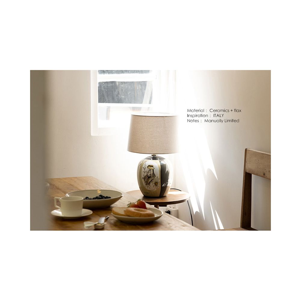 desk lamp soft light linen lampshade edge lights bedroom lamp bedside lamp image 0
