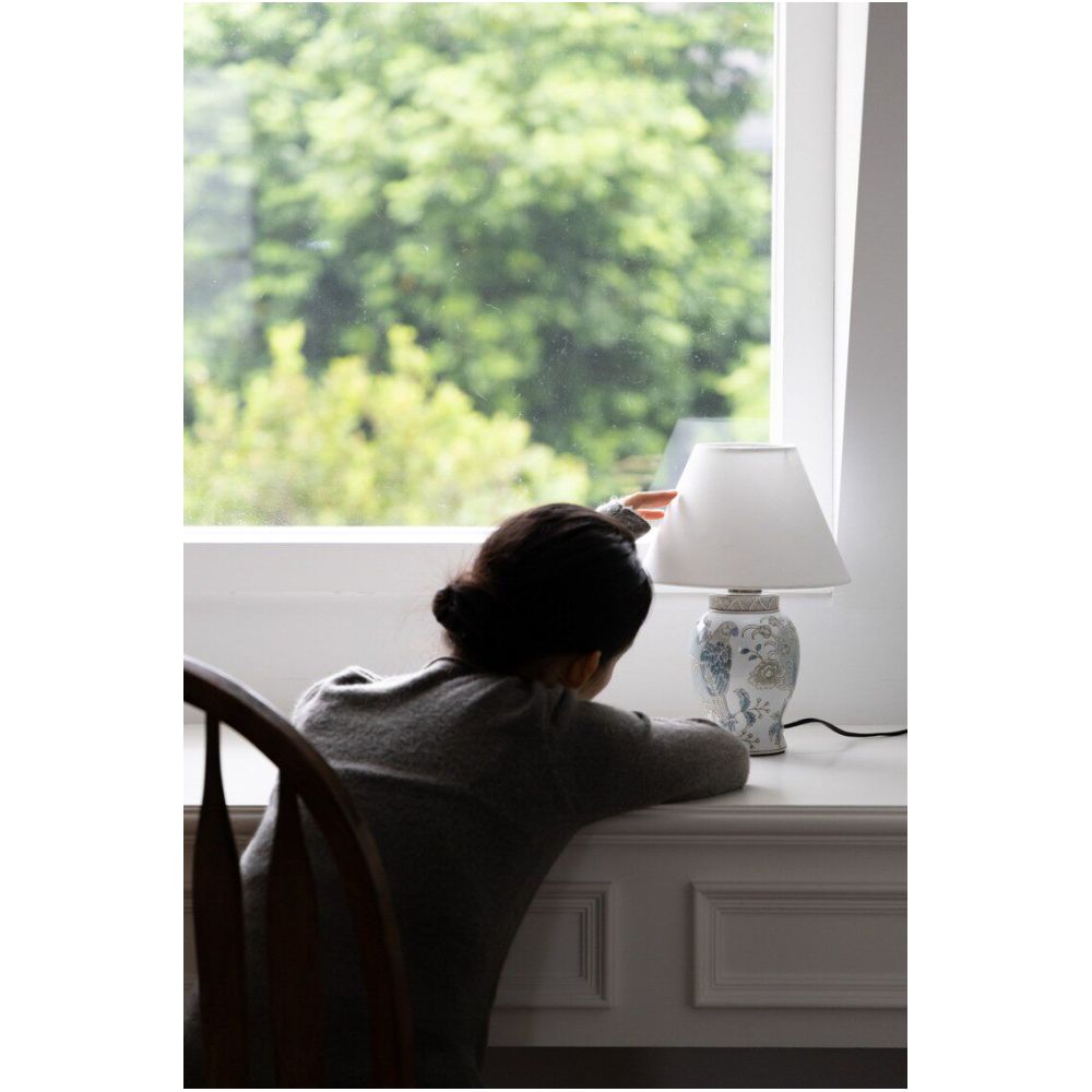 Ruonai Home Stationery Series Oriental Paris Hand drawn Ceramic Parrot Blue Study Room Desk Lamp Atmosphere Ornament image 2
