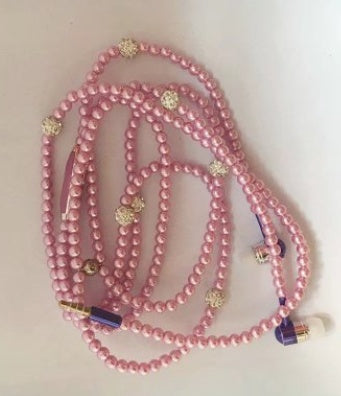 Pearl necklace earphones with wheat wire control universal earplugs trend new headset factory direct bass bass in-ear