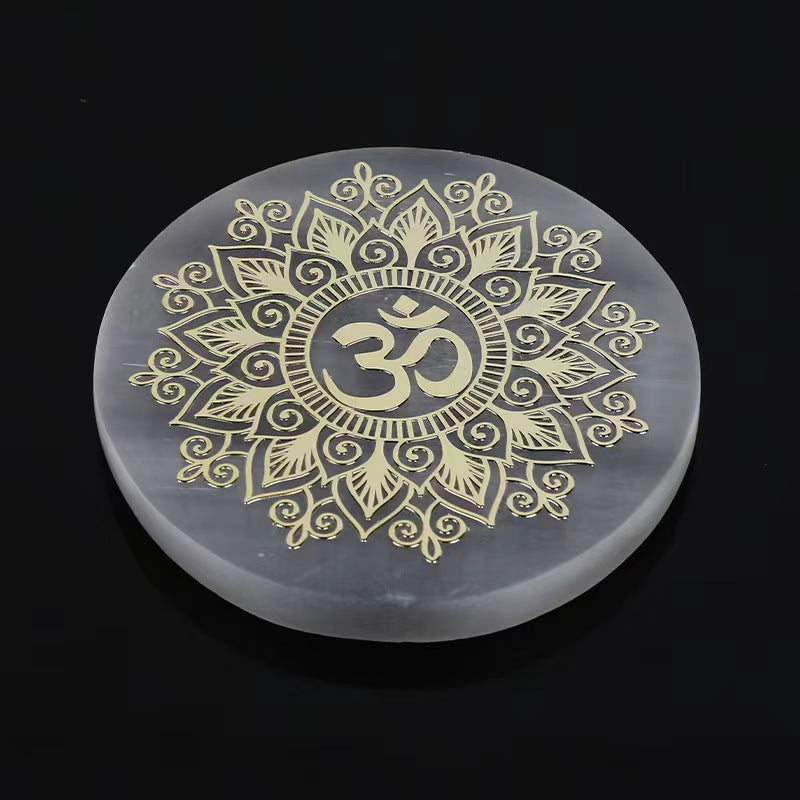 Handmade Plaster Coaster - Carved Gypsum Drink Coaster 6cm
