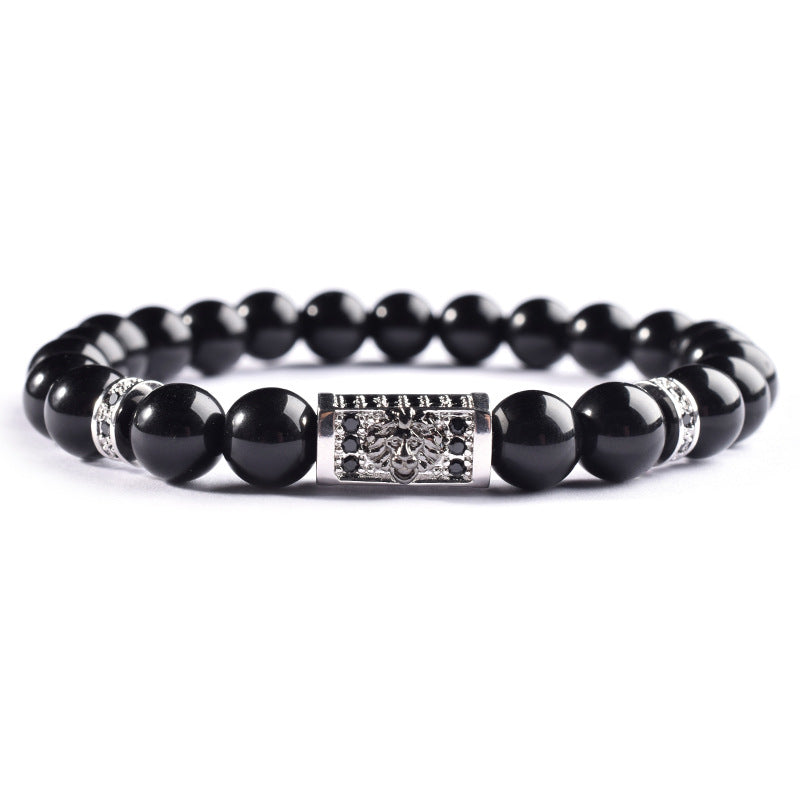Black Copper Titanium Steel Bracelet - Natural Stone Geometric Design
