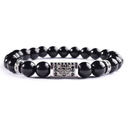 Black Copper Titanium Steel Bracelet - Natural Stone Geometric Design