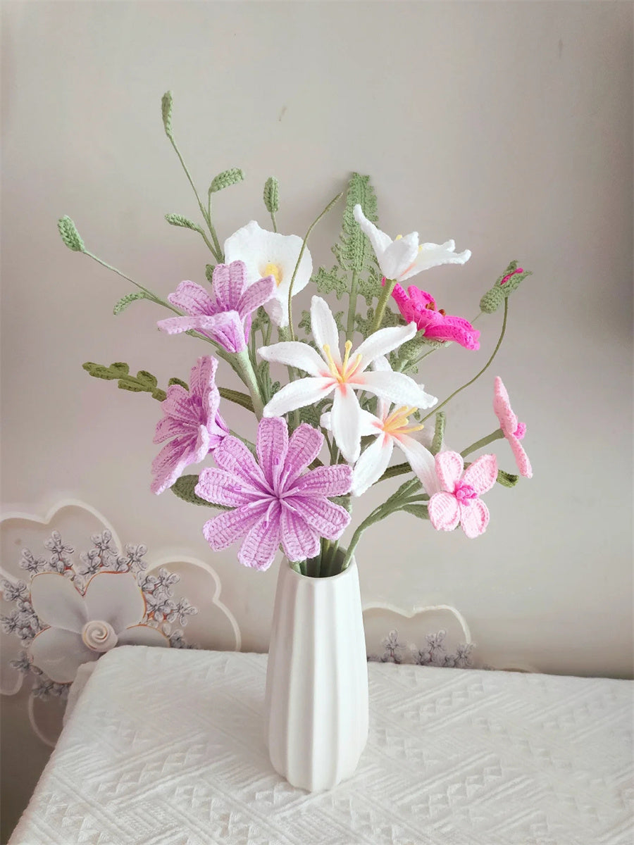Hand-Woven DIY Wool Bouquet Kit - Crochet Flower Craft Material Package