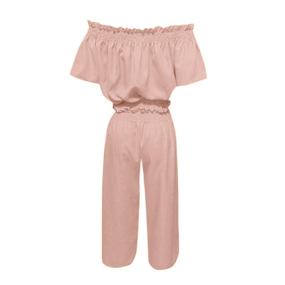 Women's Two-Piece Set - Chiffon Top and Wide Leg Pants Suit