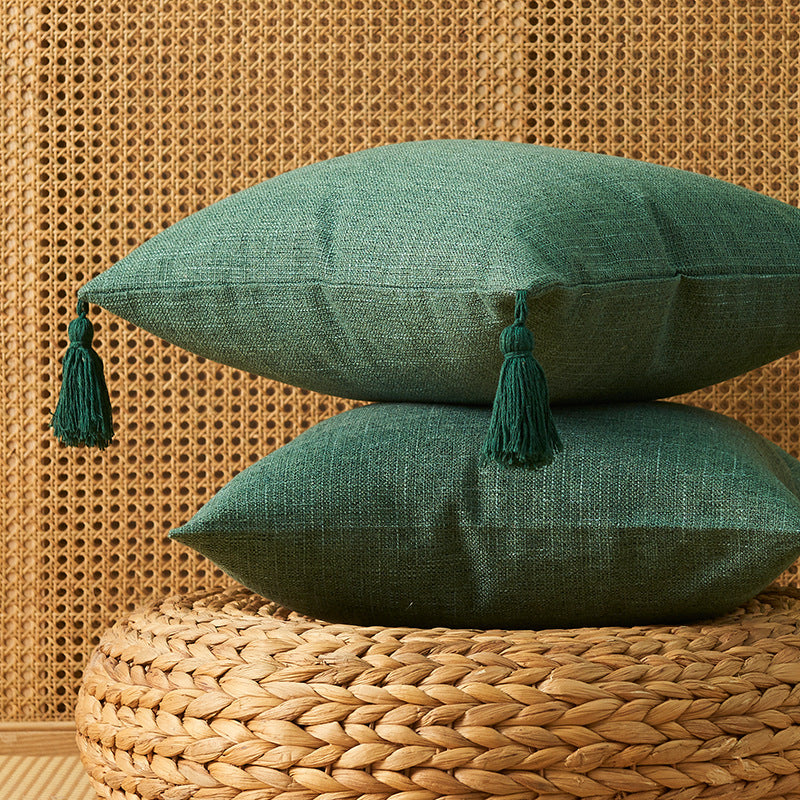 Cotton Linen Fringe Pillow Cover - Japanese Minimalist Cushion 45x45cm