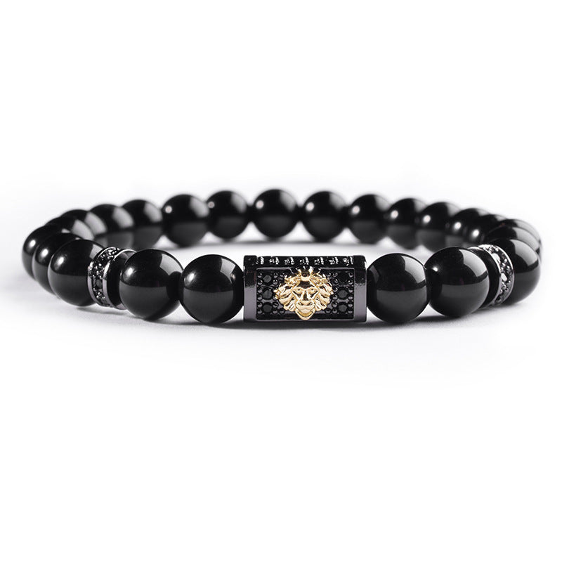 Black Copper Titanium Steel Bracelet - Natural Stone Geometric Design