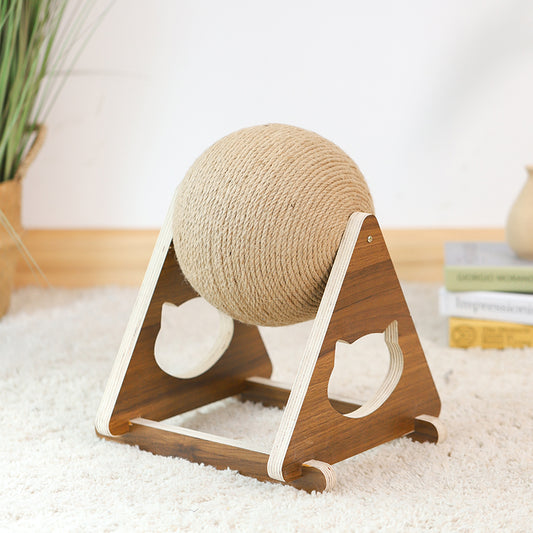 Solid Wood Cat Scratching Post - Natural Climbing Frame & Claw Sharpener