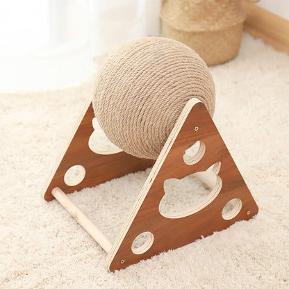 Solid Wood Cat Scratching Post - Natural Climbing Frame & Claw Sharpener