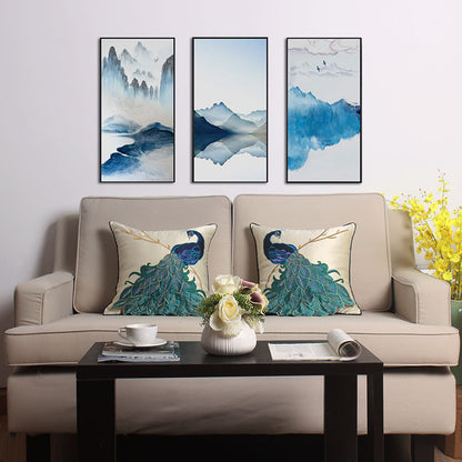 New Chinese Style Soft Furnishing Living Room Sofa Pillow With Long Tail Peacock Embroidery Embroidered Waist Pillowcase Bed Pillowcase