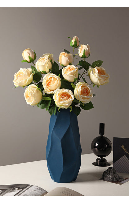 Nordic Frosted Geometric Vase - Modern Cylindrical Glass Vase with Textured Surface