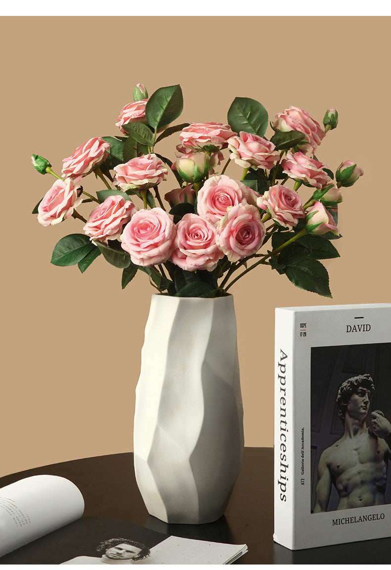 Nordic Frosted Geometric Vase - Modern Cylindrical Glass Vase with Textured Surface