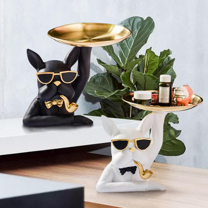 Bulldog Resin Catchall Tray - Decorative Storage for Keys & Jewelry