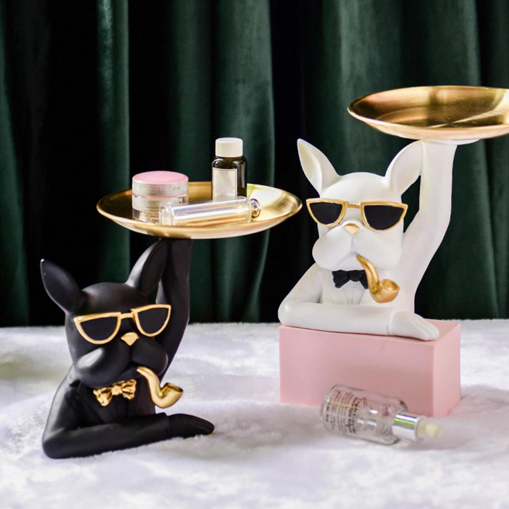 Bulldog Resin Catchall Tray - Decorative Storage for Keys & Jewelry