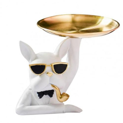 Bulldog Resin Catchall Tray - Decorative Storage for Keys & Jewelry