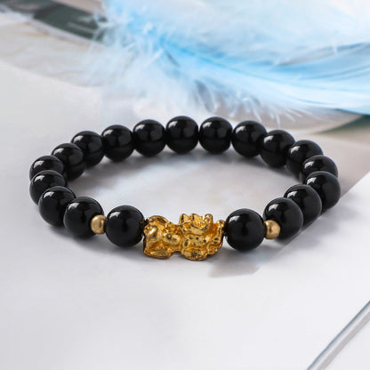 Pixiu Glass Bead Bracelet - Colorful Lucky Charm Feng Shui Jewelry