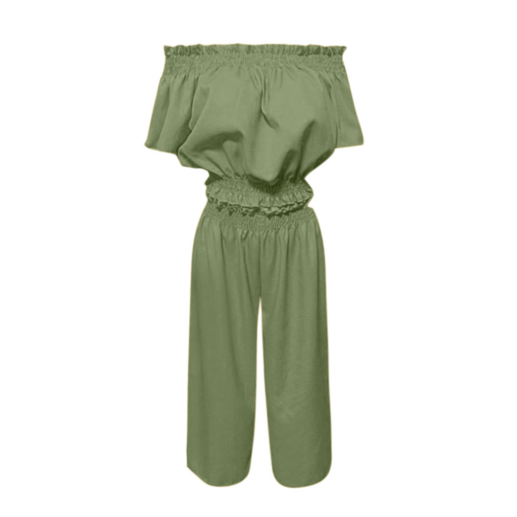 Women's Two-Piece Set - Chiffon Top and Wide Leg Pants Suit