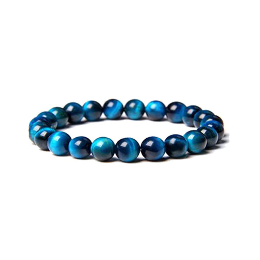 8mm Natural Gemstone Bracelet - Tiger Eye Stone & White Turquoise