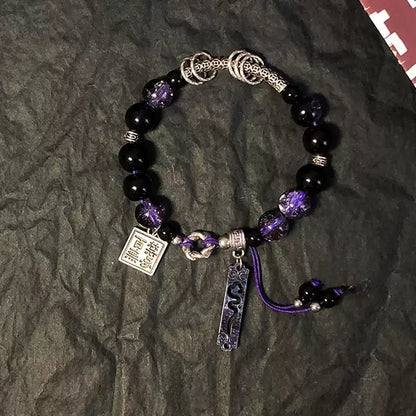 Purple Beaded Bracelet for Women - Moonlight Adjustable Charm Bracelet