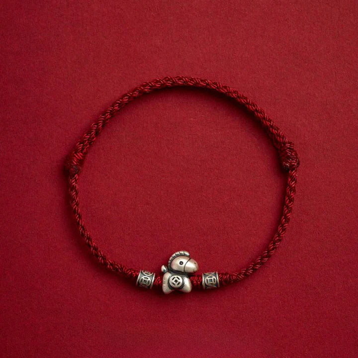 Year of the Horse 999 Sterling Silver Braided Bracelet - Adjustable