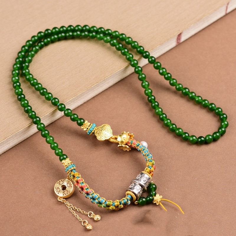 Tibetan Style Pendant Cord - Hand-Woven Peach Blossom Knot Necklace