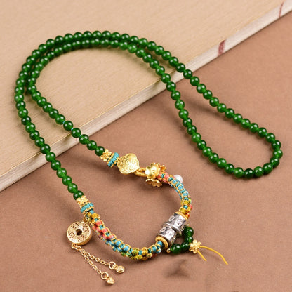 Tibetan Style Pendant Cord - Hand-Woven Peach Blossom Knot Necklace