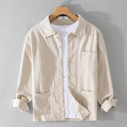 Casual Cotton And Linen Men's Long-sleeved Coat
