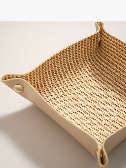 Woven Leather Catchall Tray - Nordic Style Jewelry & Key Organizer