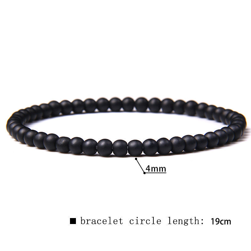 Elastic Beaded 4mm Natural Stone Beads Bracelet