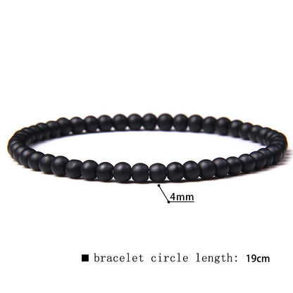 Elastic Beaded 4mm Natural Stone Beads Bracelet