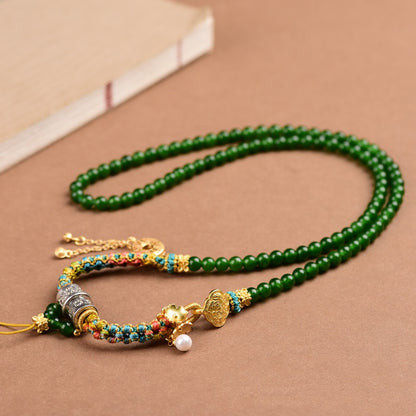 Tibetan Style Pendant Cord - Hand-Woven Peach Blossom Knot Necklace
