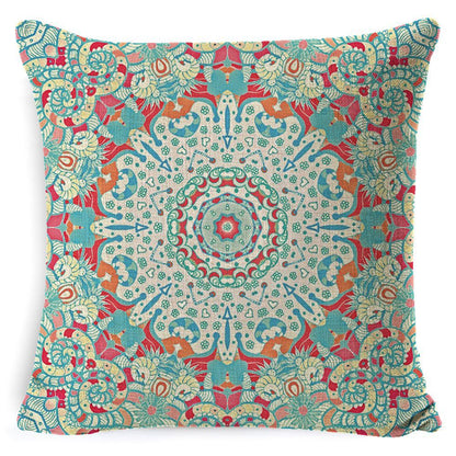 Bohemian Mandala Pillow Cover - Decorative Linen Cushion Cover 45x45cm
