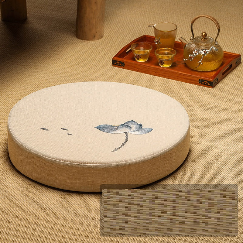 Round Cotton Linen Floor Cushion - Meditation Seat for Yoga & Window Seats