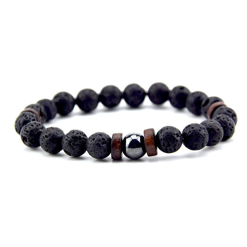 Volcanic Rock Wooden Beads Bracelet Stone Bracelet