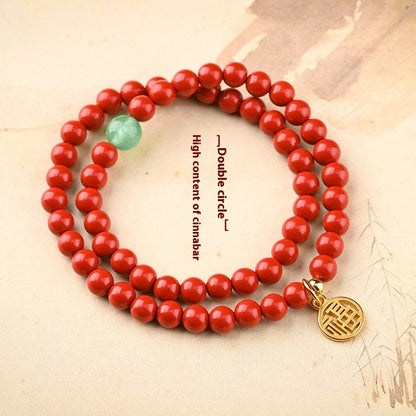 Cinnabar Raw Ore Transfer Beads Bracelet For Women