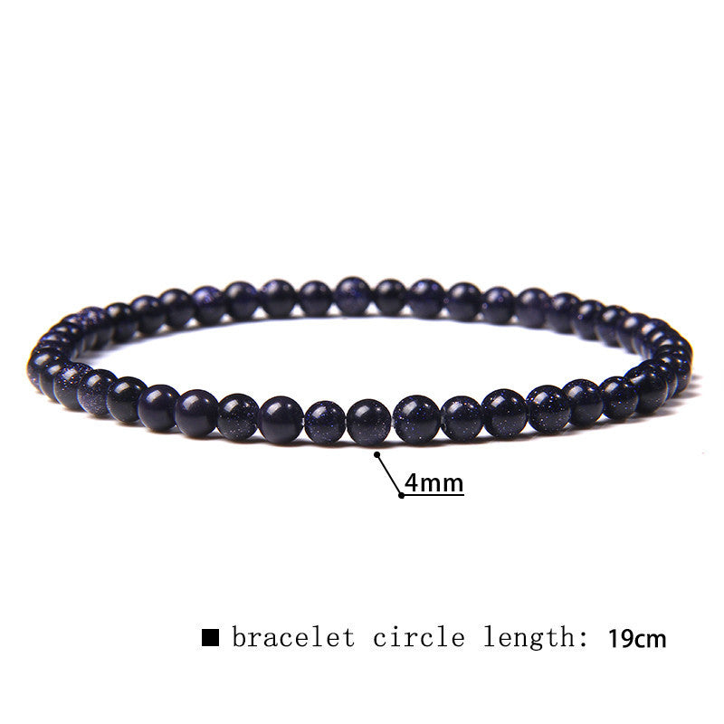 Elastic Beaded 4mm Natural Stone Beads Bracelet