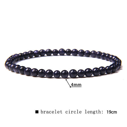 Elastic Beaded 4mm Natural Stone Beads Bracelet