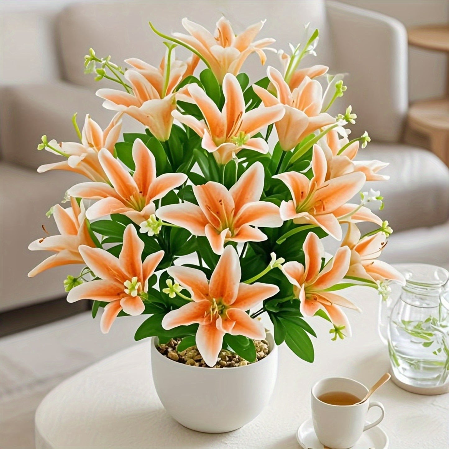 Artificial Lily Flower - Realistic Silk Lily for Home Decor & Photography
