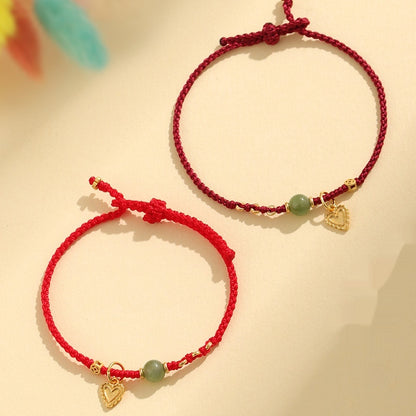 925 Silver Hetian Jade Red Handmade Woven Bracelet