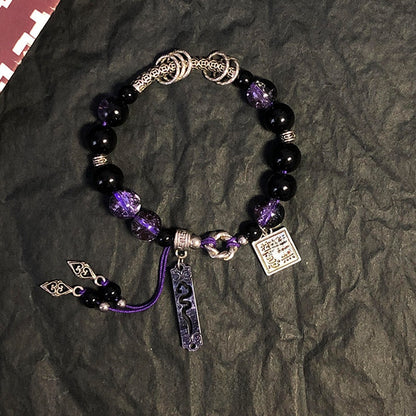 Purple Beaded Bracelet for Women - Moonlight Adjustable Charm Bracelet