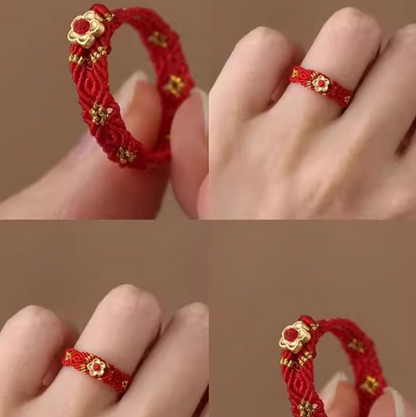Year of the Horse Red String Bracelet 2026 - Coin Charm Braided Rope