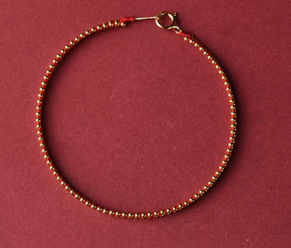 14K Gold Red String Ring & Bracelet Set - Lucky Zodiac Jewelry