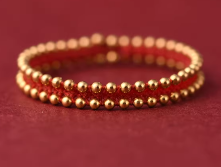 14K Gold Red String Ring & Bracelet Set - Lucky Zodiac Jewelry
