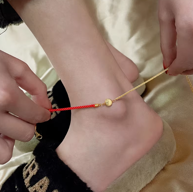 2026 Summer 18K Gold Lucky Charm Ankle Chain