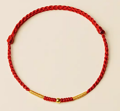 24K Gold Fortune Red String Bracelet - Lucky Charm Jewelry