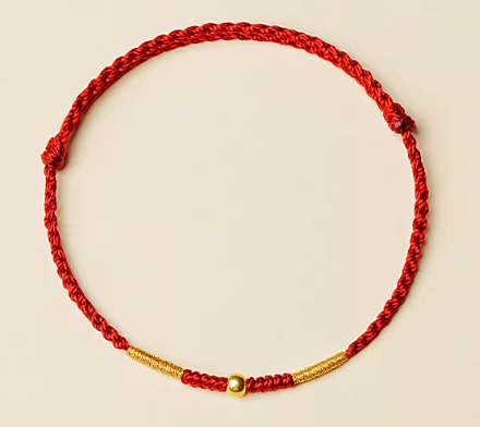 24K Gold Fortune Red String Bracelet - Lucky Charm Jewelry