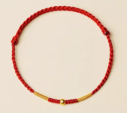 24K Gold Fortune Red String Bracelet - Lucky Charm Jewelry