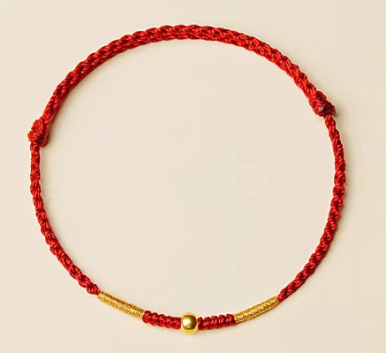 24K Gold Fortune Red String Bracelet - Lucky Charm Jewelry