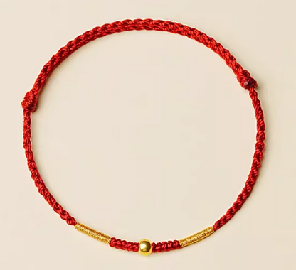 24K Gold Fortune Red String Bracelet - Lucky Charm Jewelry