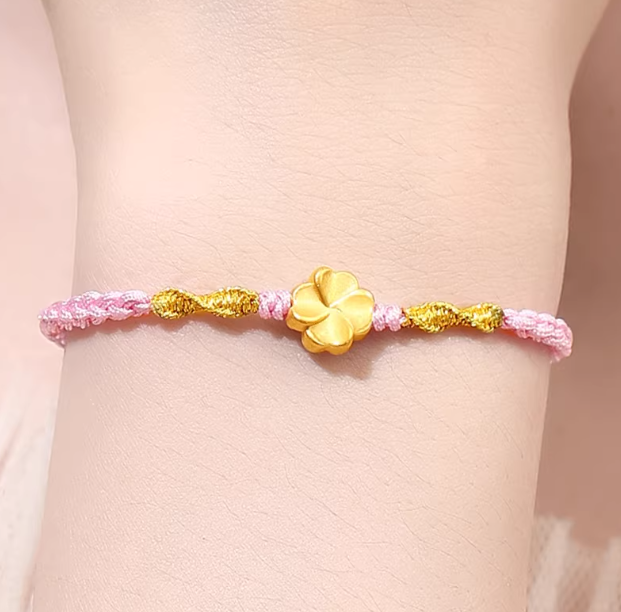 24K Gold Four-Leaf Clover Bracelet - Lucky Charm Jewelry