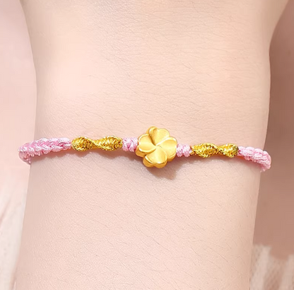 24K Gold Four-Leaf Clover Bracelet - Lucky Charm Jewelry